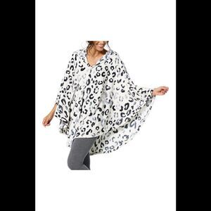Warm & Cozy Women's Halloween Hooded Angel Wrap Snow Leopard